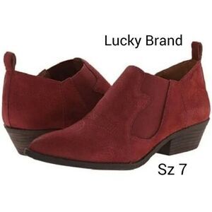 Lucky Brand Women's Ankle Boots 7 Joelle Leather Suede Western Sz 7 NWOT